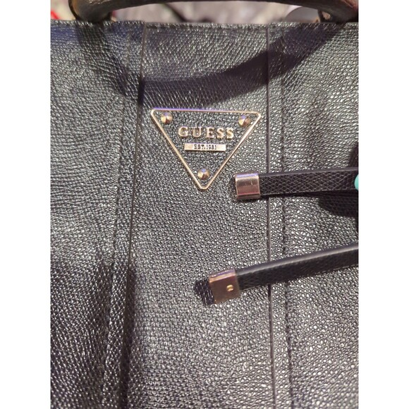 Guess Black Faux Leather Tote Purse Handbag‎ with handle - Picture 6 of 6